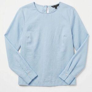 Banana Republic Factory Faux Suede Top Size S Small Light Blue Long Sleeve